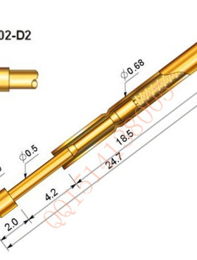 PA02-D2华荣测试针P02-D2/0.9圆头探针0.68mm导电针测试弹簧顶针