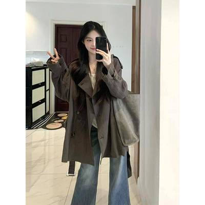 小个子巨好看棕色风衣外套女2025秋季新款薄款韩版高级感韩系短款