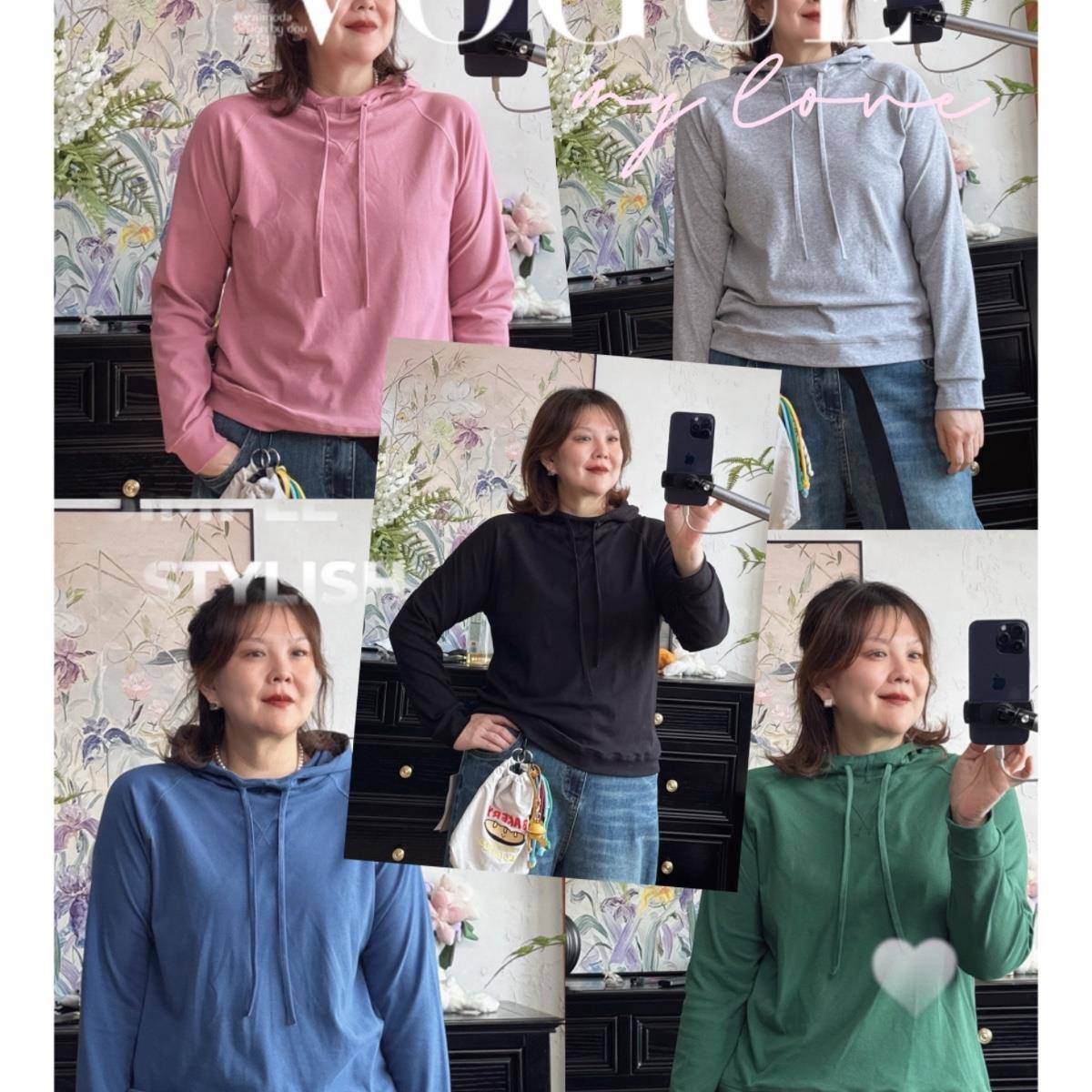 斯斯家定制大码*25秋冬，自制220克90棉罗纹复古打底帽衫[0.3KG]