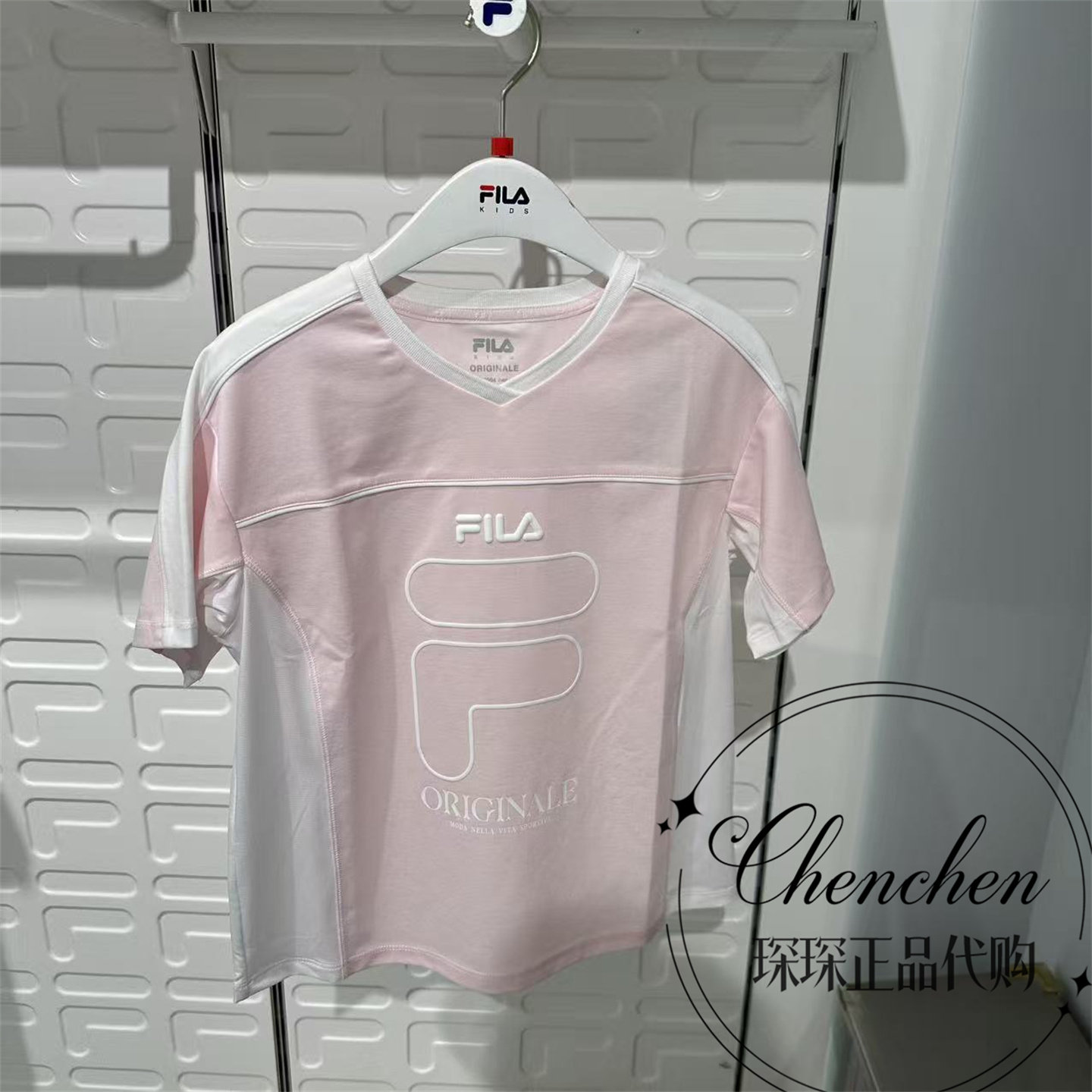 斐乐儿童T恤秋女大童针织短袖衫
