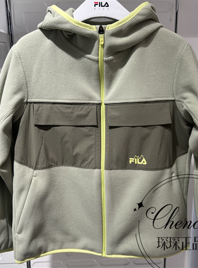 FILA斐乐童装户外系列26年春季男大童针织加绒长袖外套K12B613508
