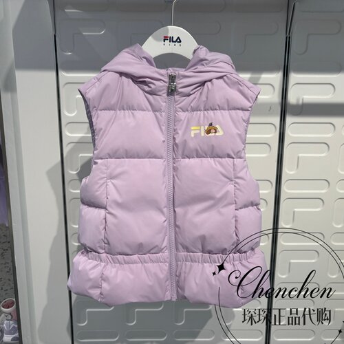 斐乐冬女小童鸭绒轻薄羽绒马甲