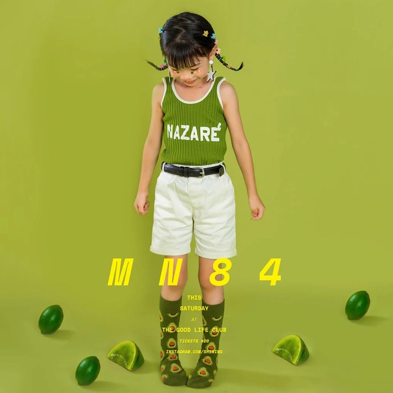 20新款 4-6岁摄影服装影楼绿色牛油果时尚套装女孩小清新拍照服饰