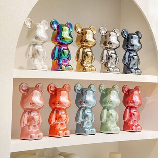 暴力熊摆件客厅酒柜电视柜奶油风装 饰品摆件高级感家居陶瓷存钱罐