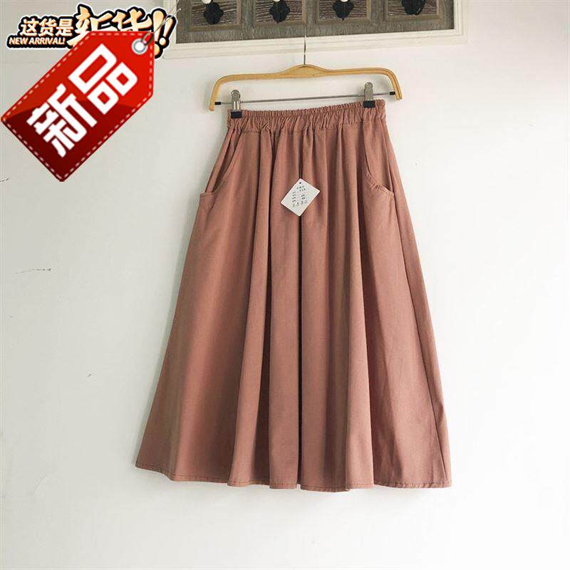 夏秋文艺棉布3中长裙a子半身伞裙 小清新口袋纯色百褶大摆a字裙大|ruв категории Женская одежда, юбка - от Buy2taobao.com для оказания профессиональной услуги покупки агента Taobao