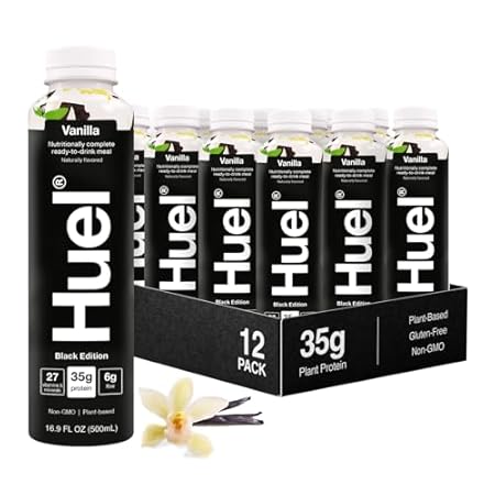Huel Black Edition Ready-to-Drink， Vanilla Meal Replaceme