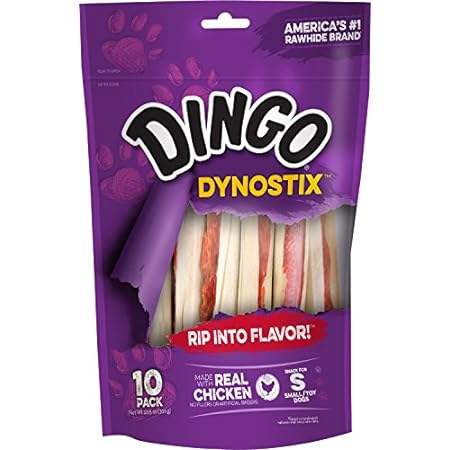 Dingo 99043 Dynostix Rawhide Treats，White， 10-Count 10.58