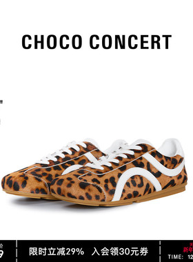 CHOCO CONCERT设计鞋履丨 25AW新品圆方空气德训鞋豹纹棕单鞋女款
