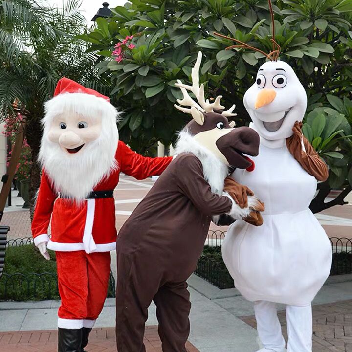 圣诞老人卡通人偶服装节日演出行走发传单玩偶服雪宝麋鹿cos服