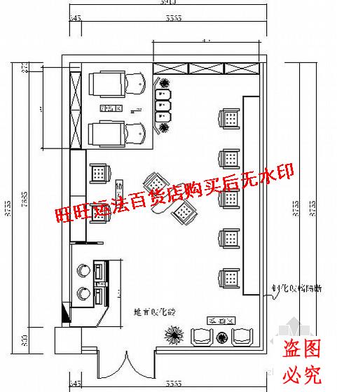 黑白流线风小空间理发店设计(含效果cad图纸)室内设计