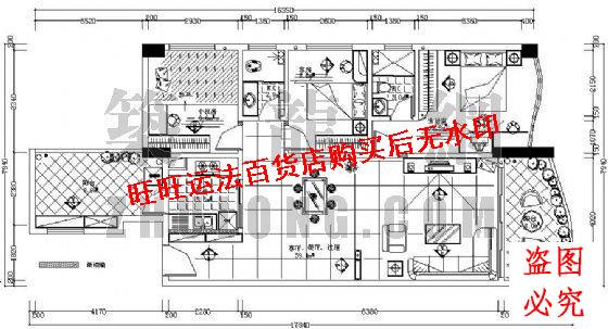 三室二厅二卫装修cad图纸室内设计装修dwg图