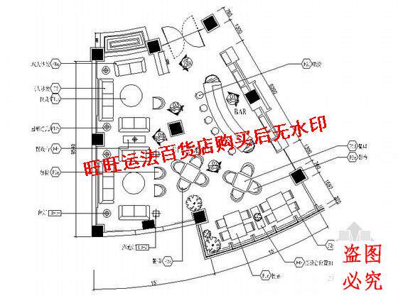 时尚酒店内酒吧装修cad图纸室内设计装修dwg图