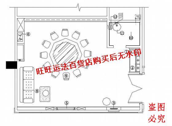 某餐厅包间装修施工cad图纸3室内设计装修dwg图