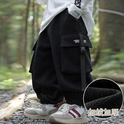 男童加绒裤子2025冬装新款工装裤