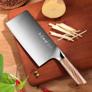 十八子作花梨木手柄40CR13御木斩切两用刀前切后斩家用菜刀