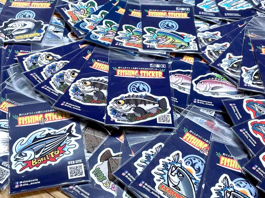 日本制DIA SCALE FISHING STICKER防水抗紫外鱼型贴纸多款