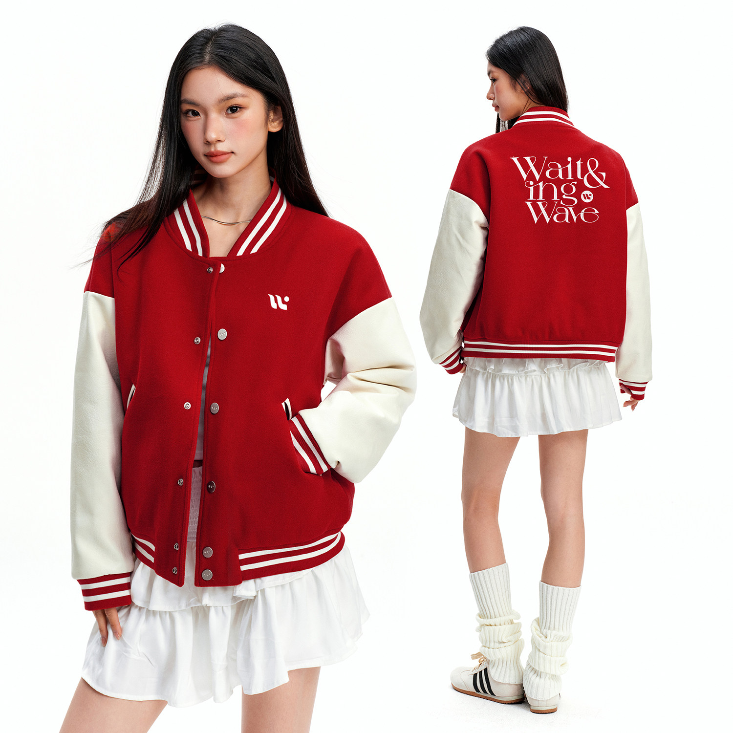 WAITINGWAVE复古学院风刺绣棒球服男女秋冬少年感夹克外套情侣款,男装,棒球夹克,淘宝优惠券,粉丝福利购,淘宝优惠卷