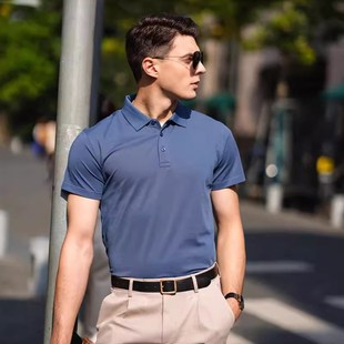 高端polo衫 t恤刺绣印logo 定制工作服夏季 企业工衣翻领桑蚕丝短袖
