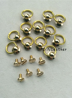 纯黄铜带环不旋转和尚头 纯铜奶嘴钉 挂绳 个性DIY真皮包五金配件
