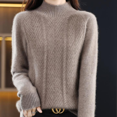 品牌折扣半高领宽松加厚羊毛衫