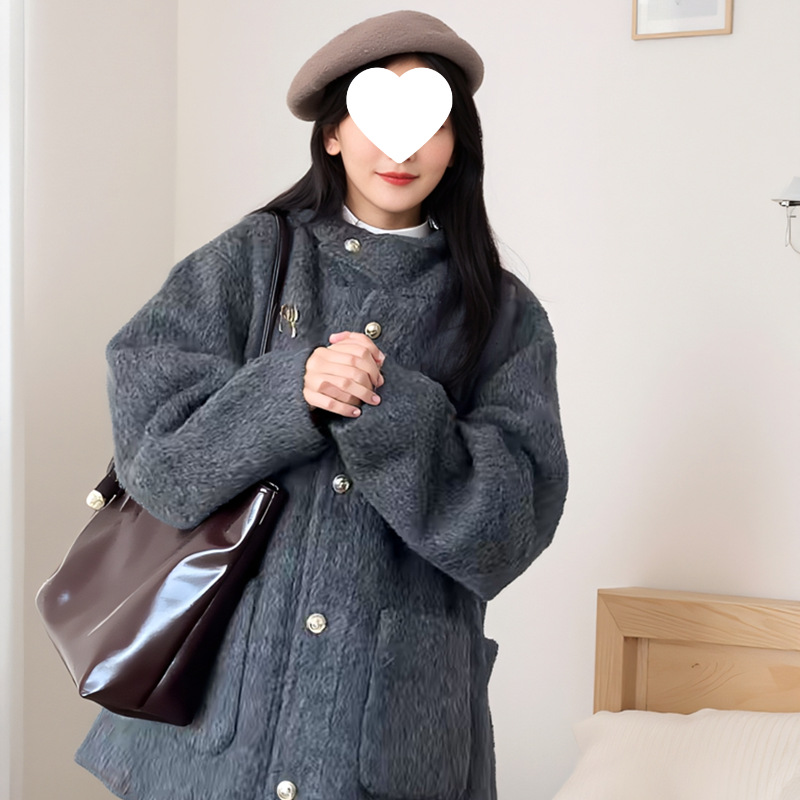 初冬韩系学院风休闲百搭小个子厚毛呢外套女2025新款秋冬呢子大衣