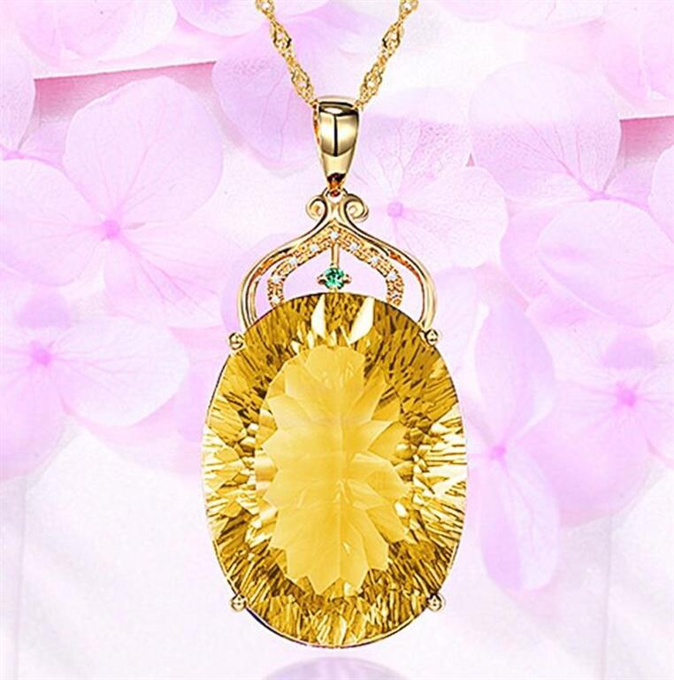 gold-plated citrine pendant gem pendant pendant