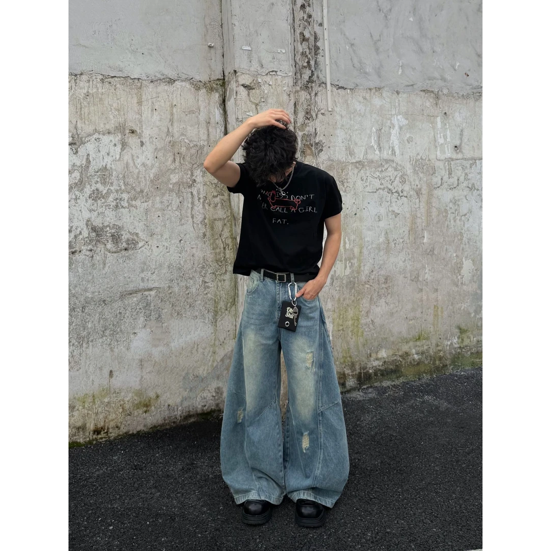 A版弯刀裤显瘦显高百搭男女