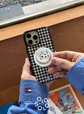 OLASOLA|原创斑点狗半透白MagSafe磁吸手机伸缩ins风简约气囊支架