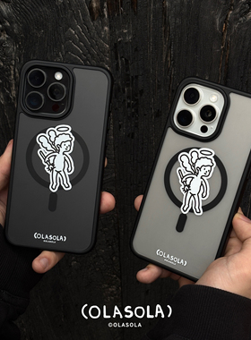 Olaola|Angel天使原创透黑边磨砂肤感手机壳适用苹果iPhone17promax防摔磁吸ins简约风强磁magsafe小众保护壳