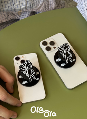 Olaola|立体天使支架|原创磨砂黑小众高级感简约磁吸气囊手机支架