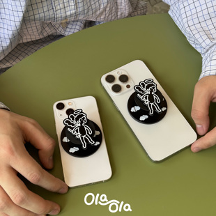 Olaola 原创磨砂黑小众高级感简约磁吸气囊手机支架 立体天使支架
