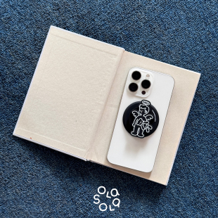 OLASOLA 天使Joy立体磨砂黑简约手机磁吸支架苹果magsafe气囊伸缩