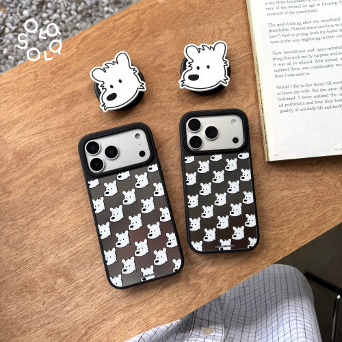 OLASOLA原创卡通西高地狗狗满铺黑边磨砂银镜面手机壳适用苹果iPhone17promax简约magsafe韩系防摔磁吸保护壳