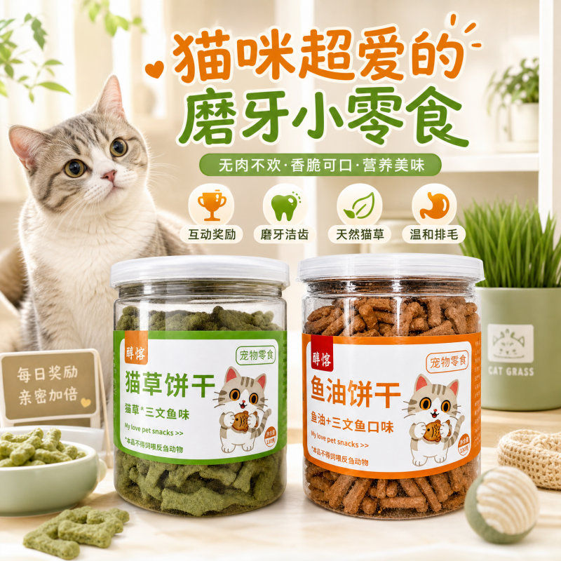 猫饼干猫咪宠物零食猫草猫化毛猫薄荷小鱼磨牙棒洁齿增肥猫咪零食