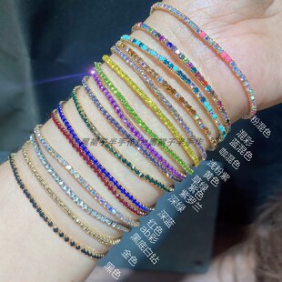 强推多色入 超酷超闪音乐节蹦迪手链弹力水钻抓链外贸 叠戴更好看