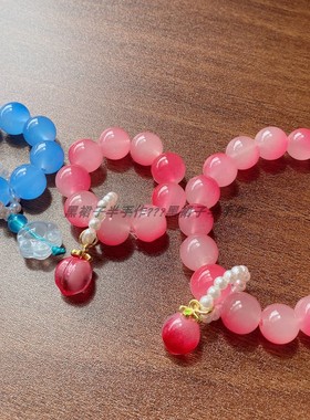 水蜜桃猫爪手链手链串珠弹力