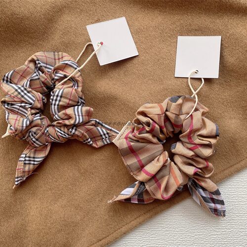 美~文艺复古秋冬新款bbr英伦风格子系列发圈气质超棒小耳朵可摘取