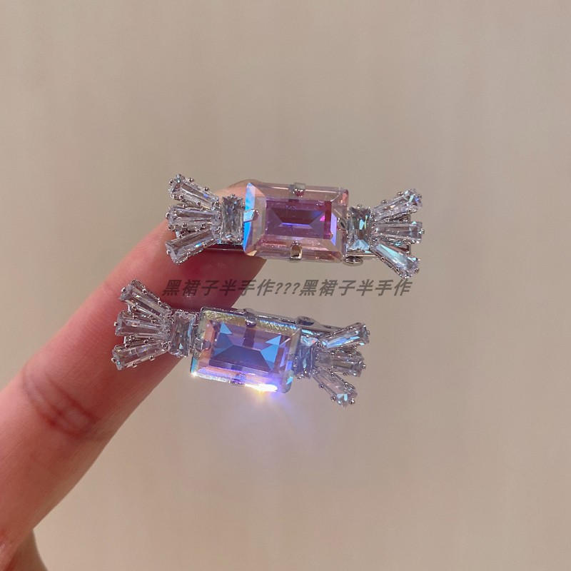 包邮~巨闪轻奢3.5厘米迷你精致小鸭嘴夹锆石k9钻刘海夹糖果造型夹