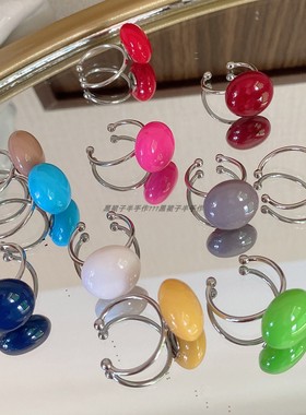 不褪色戒指！不锈钢开口戒彩色糖豆四季百搭可爱鬼马少女建议多色