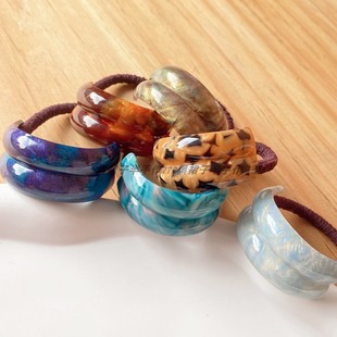 6色 颜色超好看幻彩紫色拱形亚克力发圈细闪贵气马尾扣皮筋晕染系