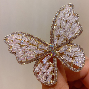 包邮~布灵布灵轻奢锆石超闪蝴蝶发夹个性侧边夹有钱小姐姐弹簧夹