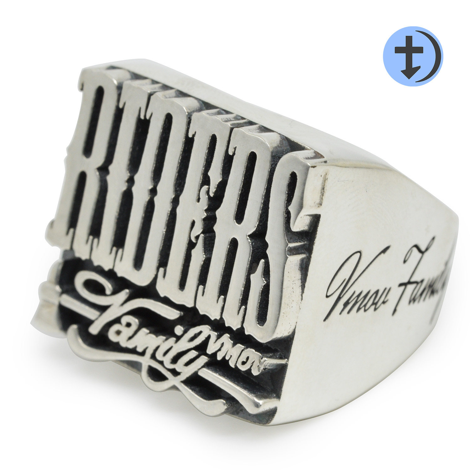 柒玥 方形朋克夸张字母机车俱乐部925银戒指男女私人定制加厚欧美