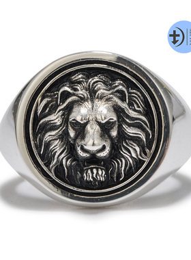 柒玥男925银复古狮子浮雕