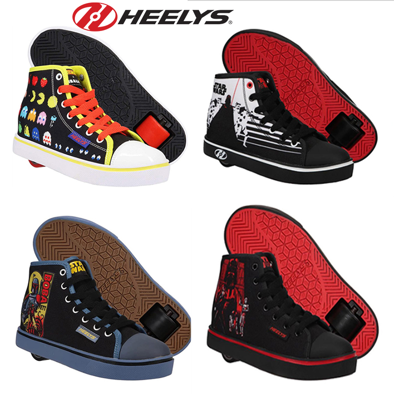 新款正品美国heelys男童暴走鞋儿童轮滑代步轮子时尚帆布夏季轱辘