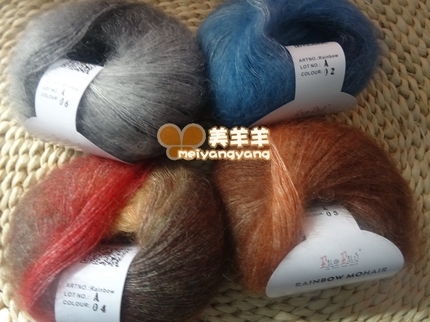 特价清仓长段染渐变彩虹马海毛线