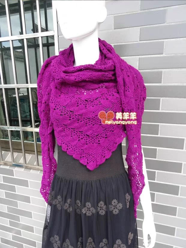 美羊羊毛线钩针菠萝花围巾材料包毛线