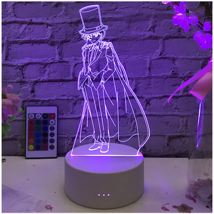 饰灯床头卧室礼物 怪盗基德小夜灯遥控名侦探柯南3d动漫台灯创意装