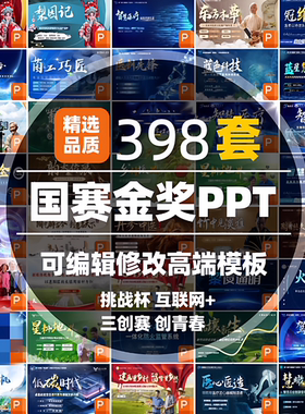 创新创业大赛PPT模板三创赛大创青春互联网加挑战杯大挑小挑双创