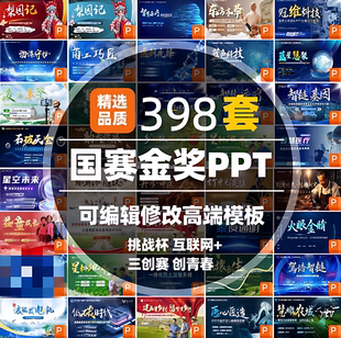创新创业大赛PPT模板三创赛大创青春互联网加挑战杯大挑小挑双创