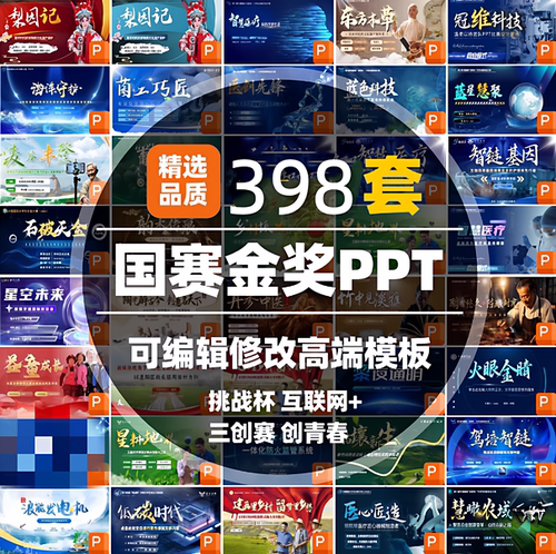 创新创业大赛PPT模板三创赛大创青春互联网加挑战杯大挑小挑双创